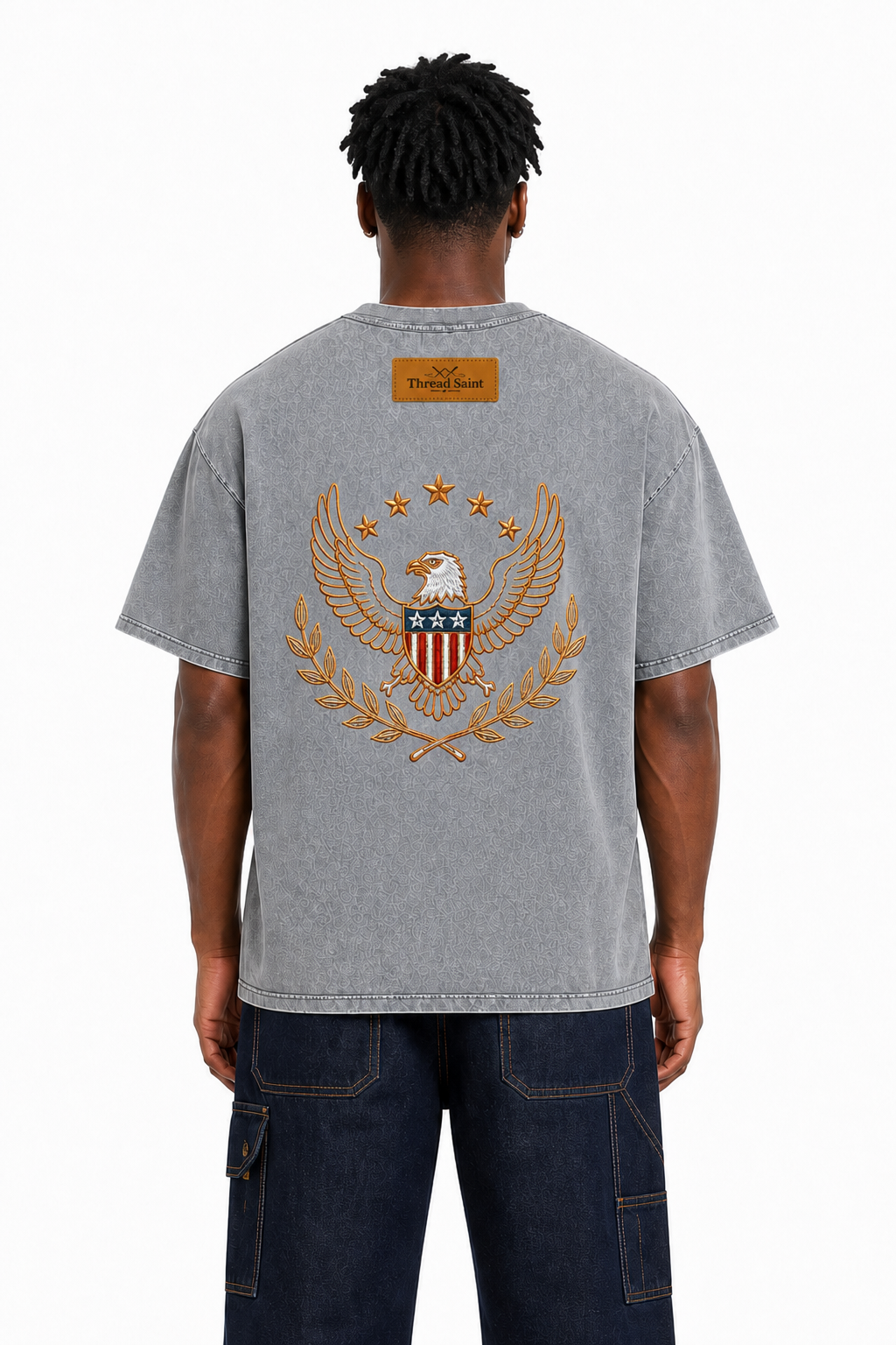 Oversized Drop Shoulder American Retro Short Sleeve Tee