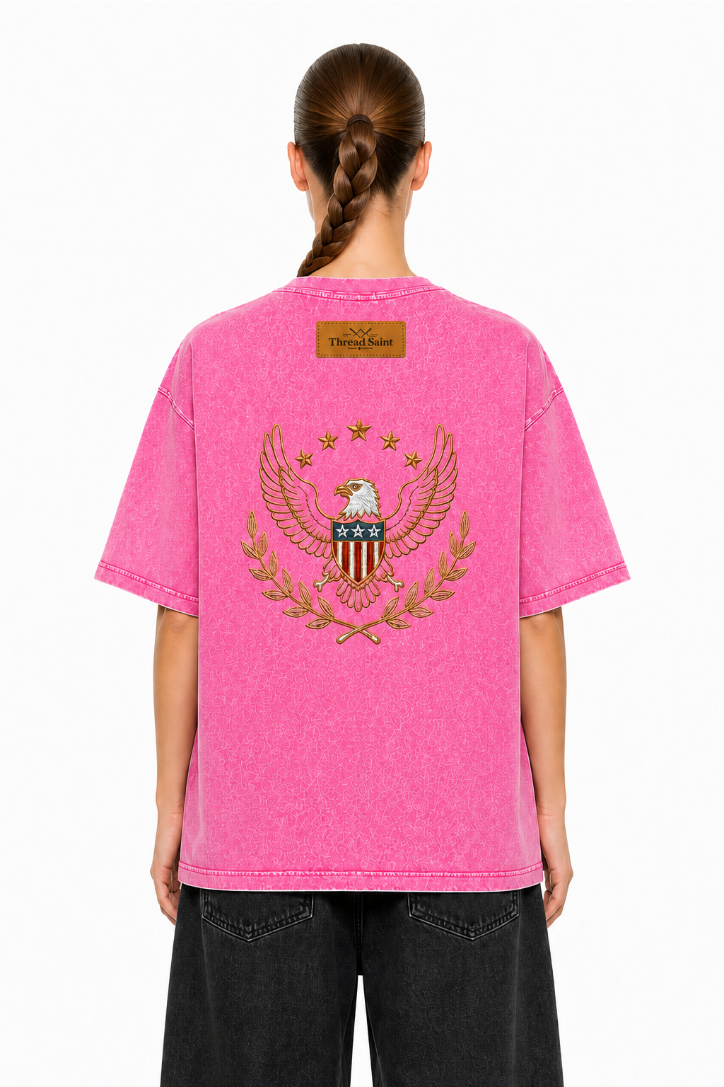 Oversized Drop Shoulder American Retro Short Sleeve Tee