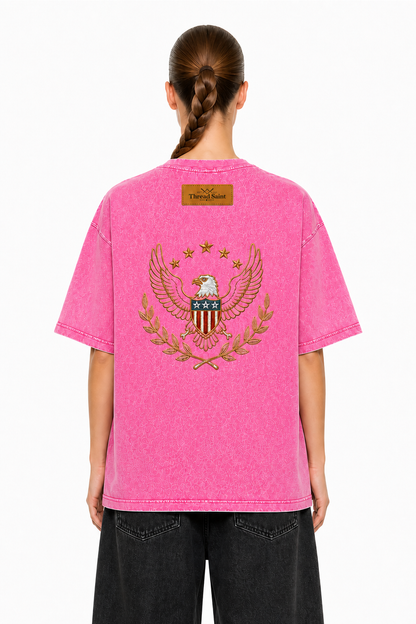 Oversized Drop Shoulder American Retro Short Sleeve Tee