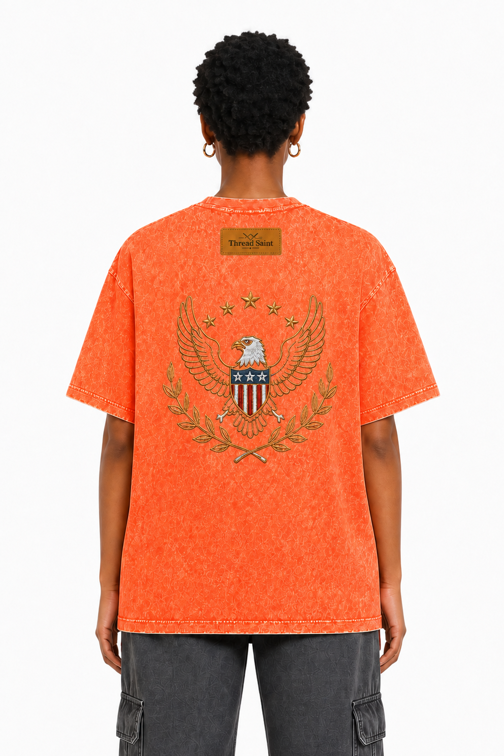Oversized Drop Shoulder American Retro Short Sleeve Tee