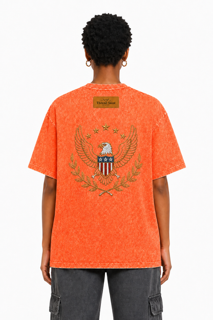 Oversized Drop Shoulder American Retro Short Sleeve Tee