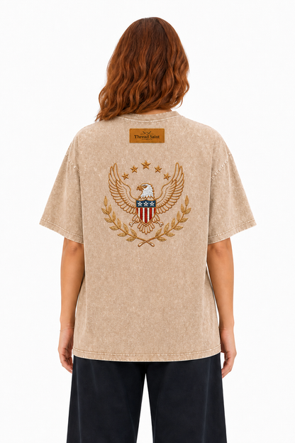 Oversized Drop Shoulder American Retro Short Sleeve Tee