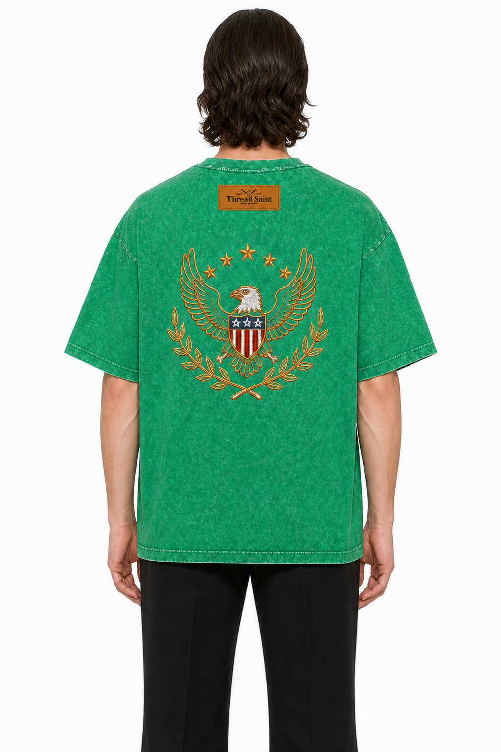 Oversized Drop Shoulder American Retro Short Sleeve Tee