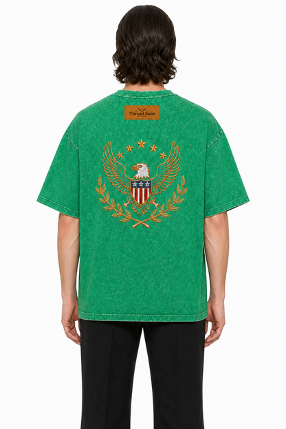 Oversized Drop Shoulder American Retro Short Sleeve Tee