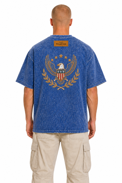Oversized Drop Shoulder American Retro Short Sleeve Tee