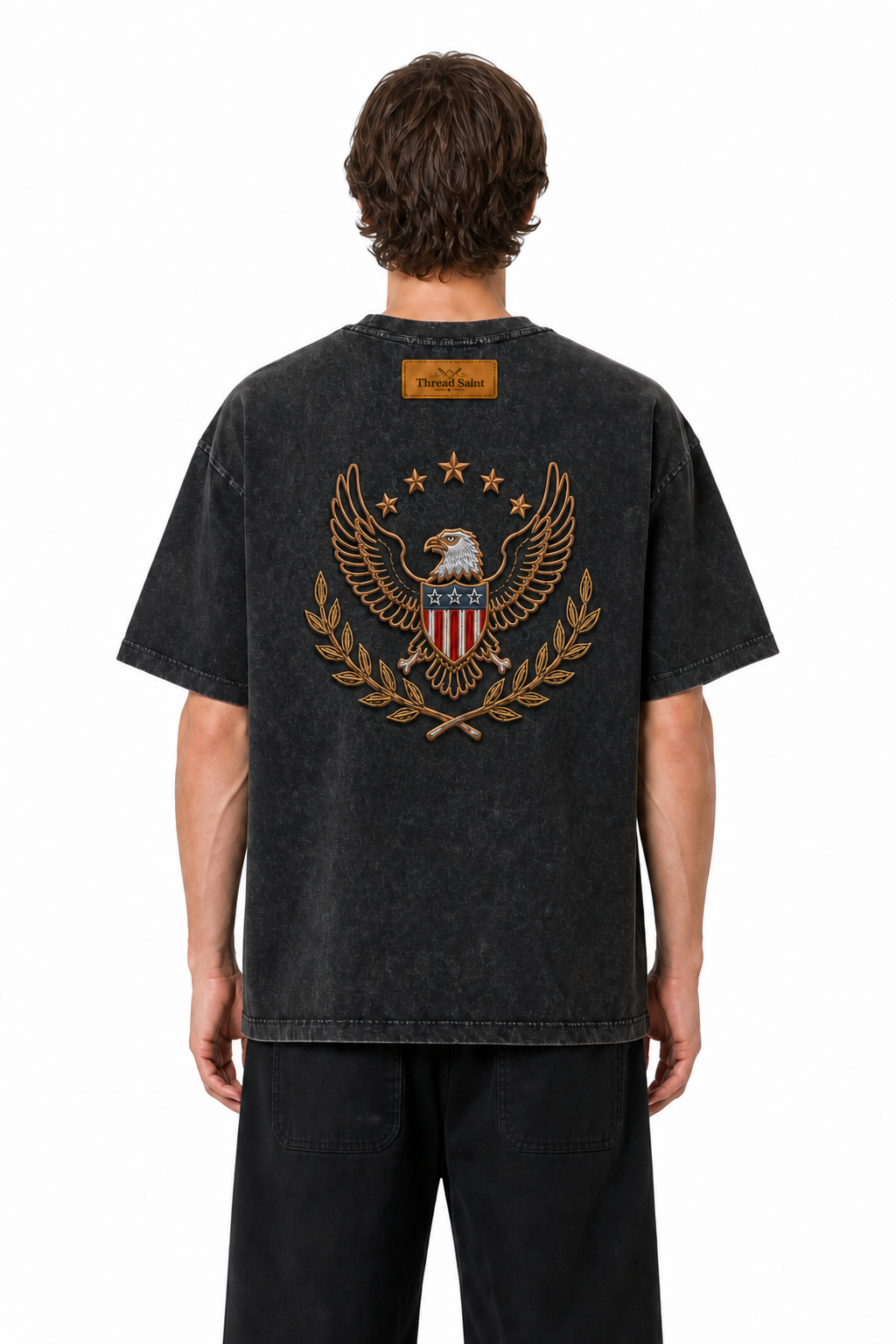 Oversized Drop Shoulder American Retro Short Sleeve Tee