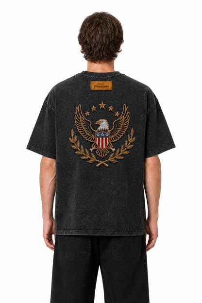 Oversized Drop Shoulder American Retro Short Sleeve Tee
