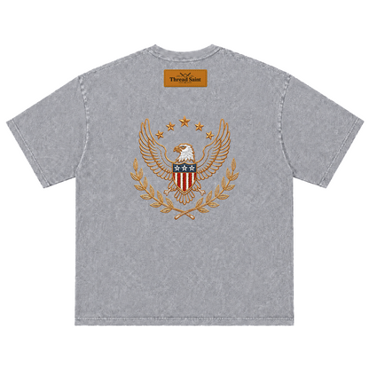 Oversized Drop Shoulder American Retro Short Sleeve Tee