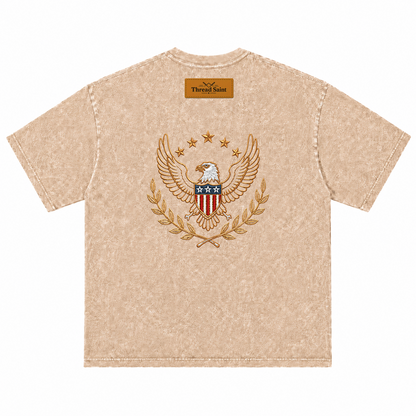 Oversized Drop Shoulder American Retro Short Sleeve Tee