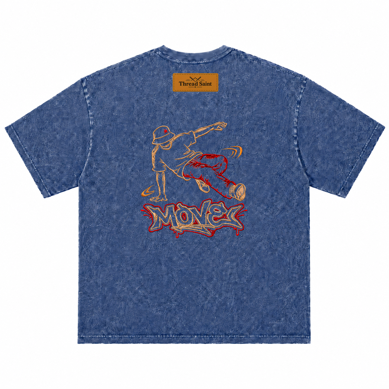 American Vintage Distressed TS Monogram Embroidered Oversized Heavy Cotton Black T-shirt Unisex