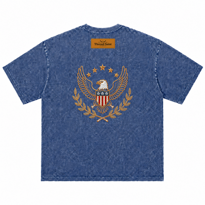 Oversized Drop Shoulder American Retro Short Sleeve Tee
