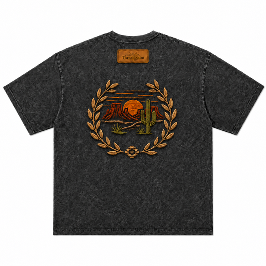 American Vintage Distressed Bull Skull Print Short Sleeve T-shirt, Niche Western Style Washed Black Oversized Tee