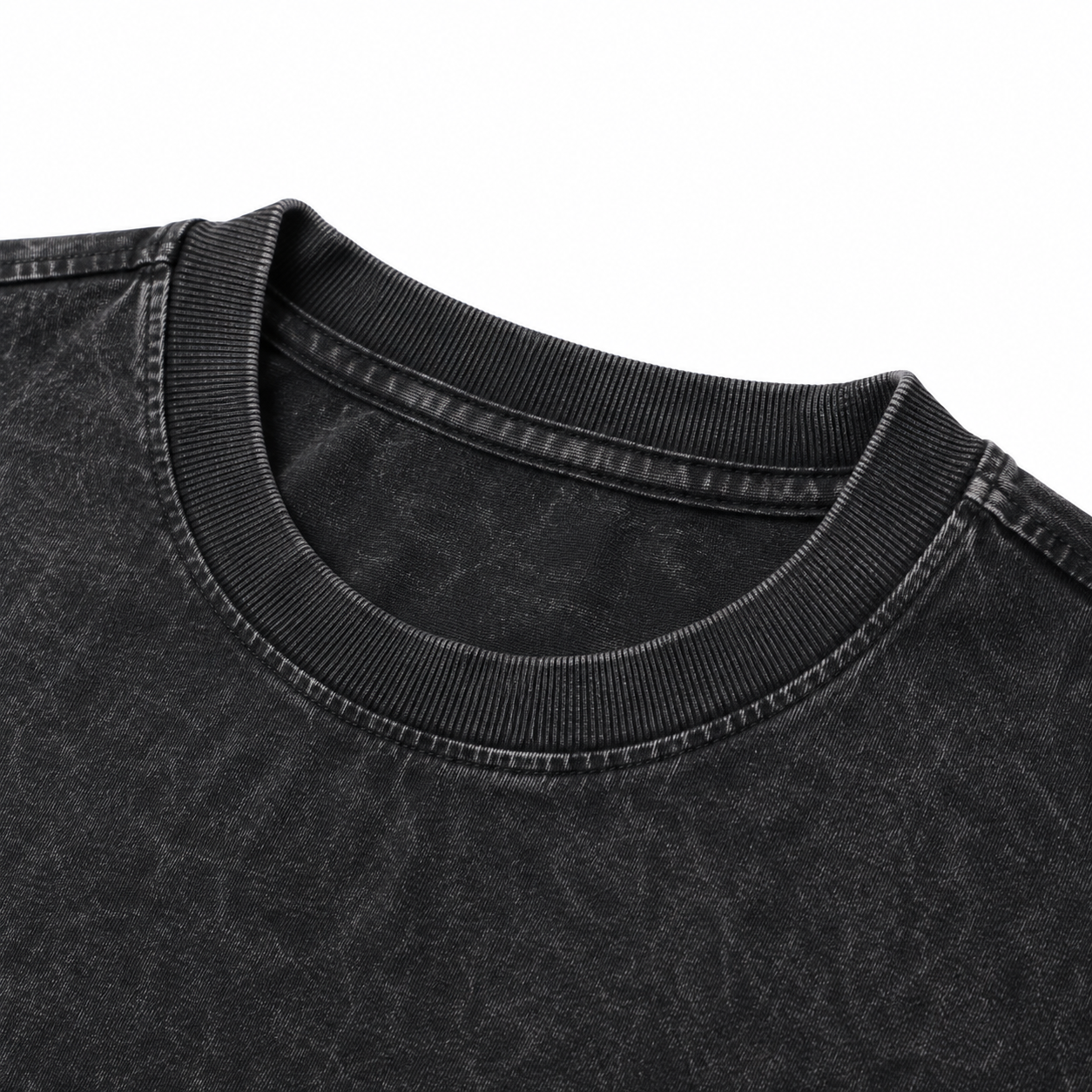Vintage Washed Textured Black Tee | Western TS Monogram Feather Thread Saint Embroidery Oversized Unisex Top