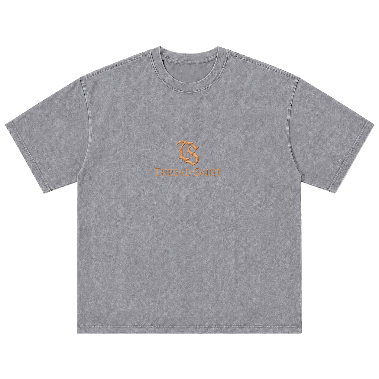 American Vintage Distressed TS Monogram Embroidered Oversized Heavy Cotton Black T-shirt Unisex