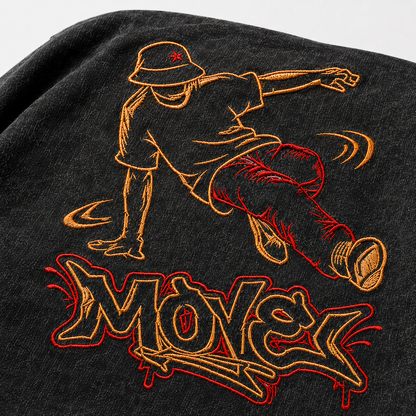 American Vintage Distressed TS Monogram Embroidered Oversized Heavy Cotton Black T-shirt Unisex