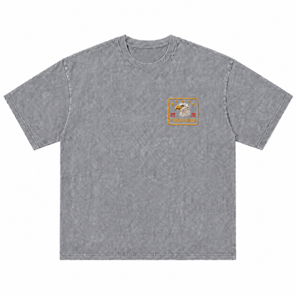 Vintage Black Oversized Drop-Shoulder T‑Shirt with American Bald Eagle Emblem