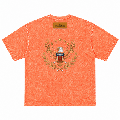 Oversized Drop Shoulder American Retro Short Sleeve Tee