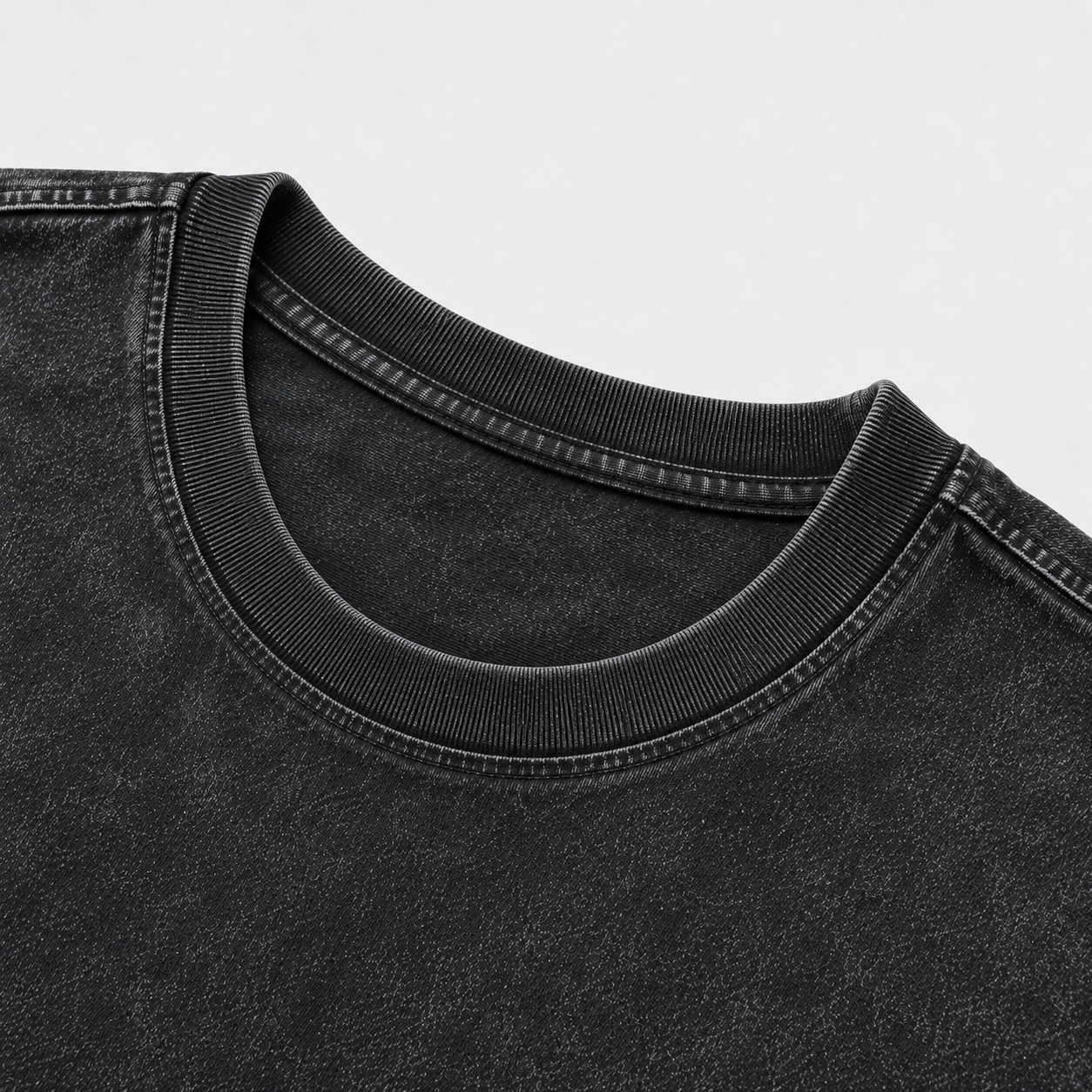 American Vintage Distressed TS Monogram Embroidered Oversized Heavy Cotton Black T-shirt Unisex