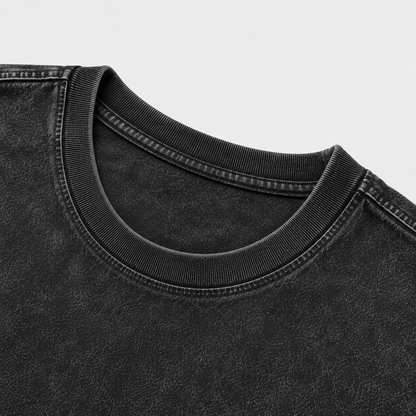 American Vintage Distressed TS Monogram Embroidered Oversized Heavy Cotton Black T-shirt Unisex