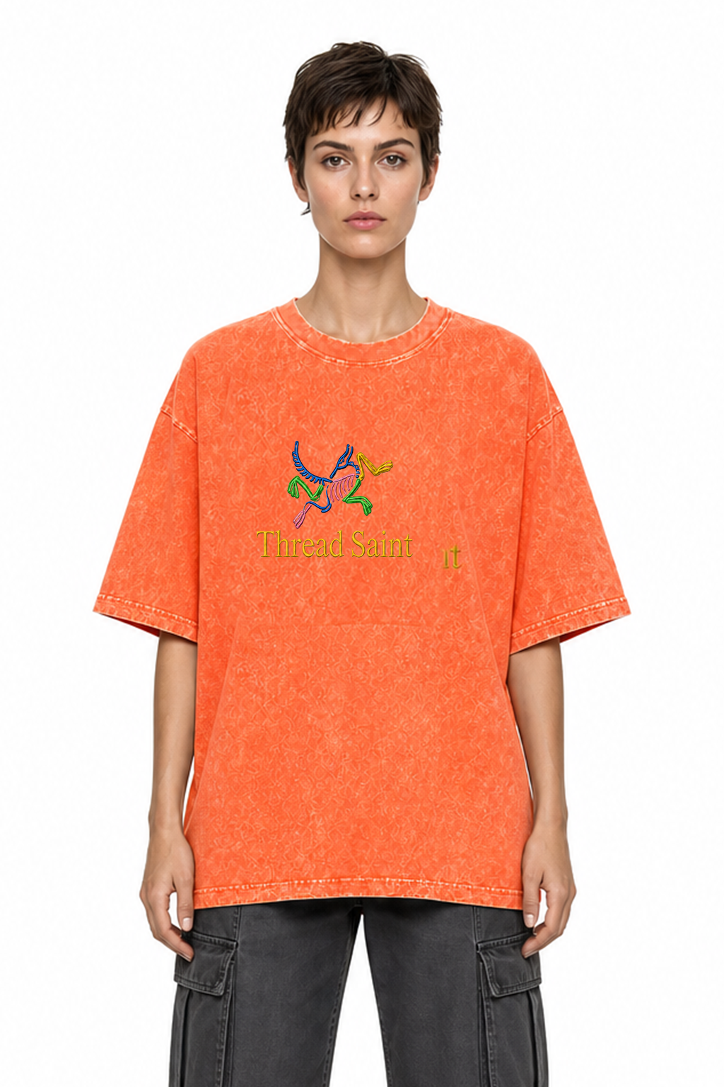 Vintage American Distressed Charcoal Black Heavyweight Oversized Drop Shoulder T-Shirt