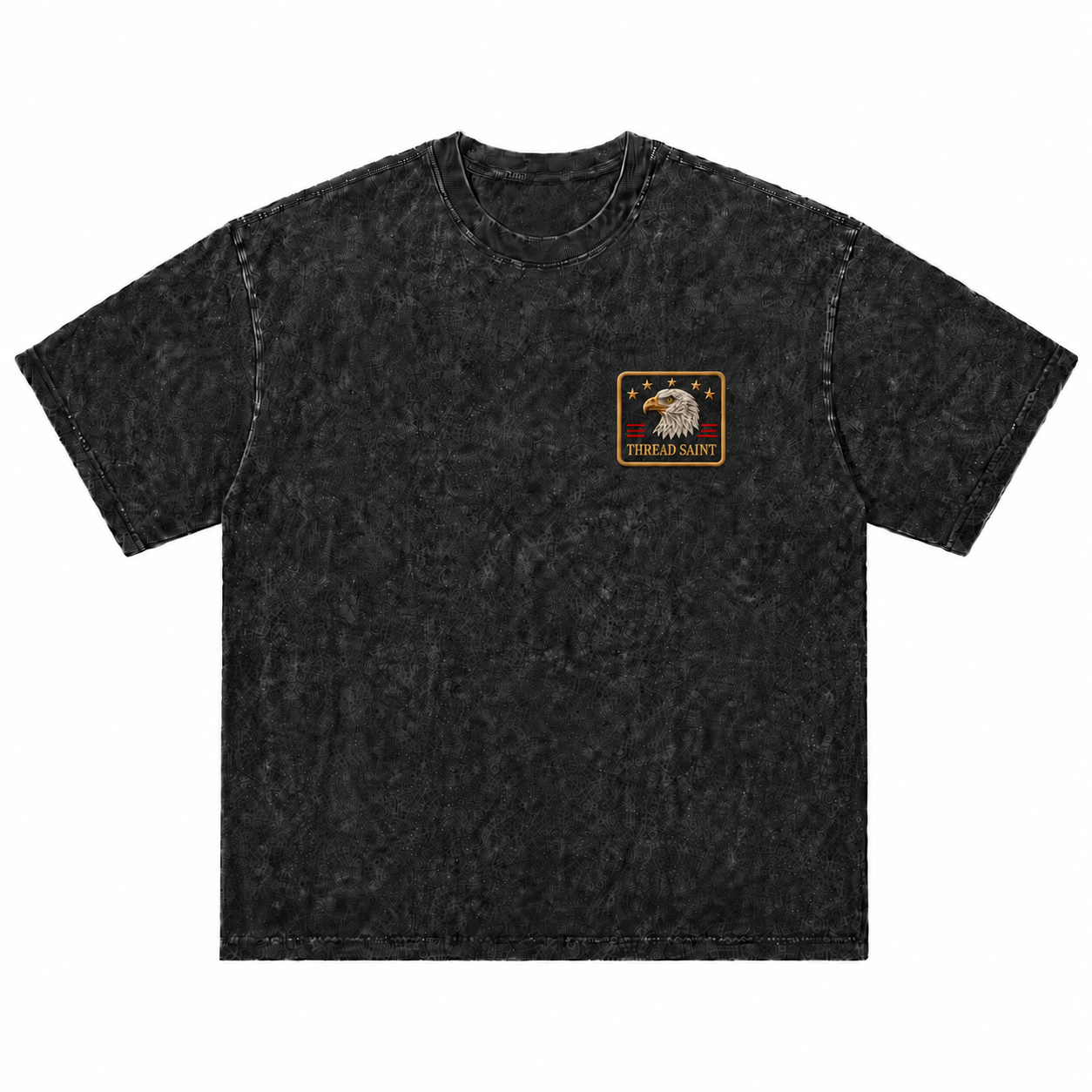 Vintage Black Oversized Drop-Shoulder T‑Shirt with American Bald Eagle Emblem